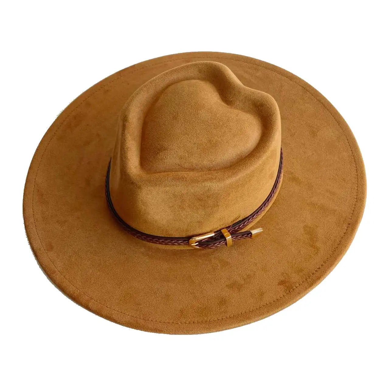 Vegan suede hat belt accessories heart-shaped wide-brimmed fedora hat for men and women felt jazz hat classic chapeau femme