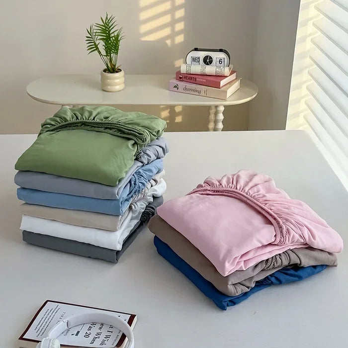 Washed Fitted Sheet with Elastic Bands Non Slip Adjustable Mattress Cover for Single Double King Queen Bed 90x200 150x200 180