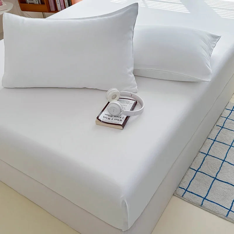 Washed Fitted Sheet with Elastic Bands Non Slip Adjustable Mattress Cover for Single Double King Queen Bed 90x200 150x200 180