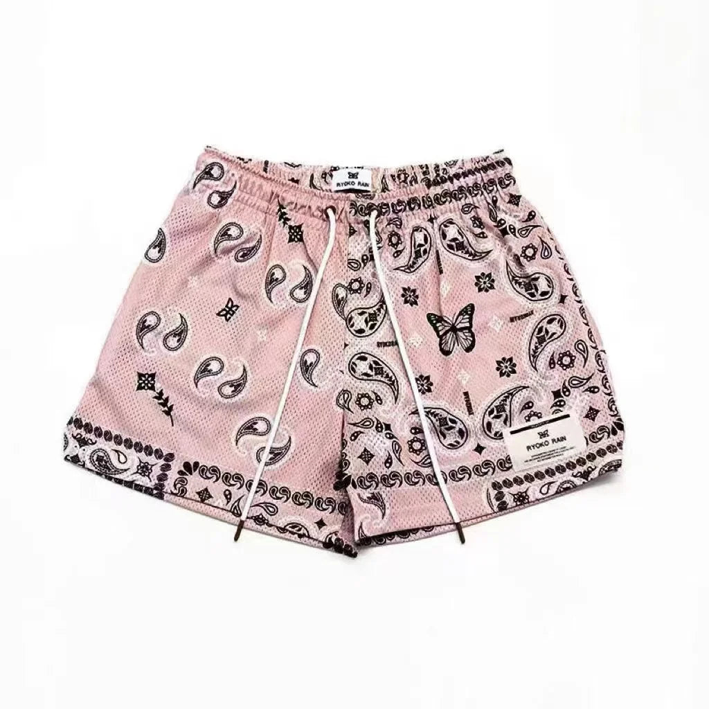 RYOKO RAIN New summer men's shorts men and women's fashion beach seaside casual shorts mesh sports quick-drying quarter pants