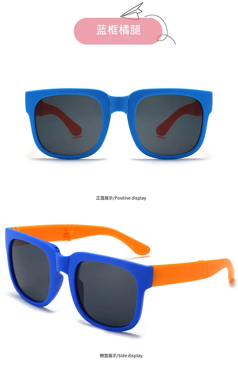 3PCS Foldable Pocket Sunglasses for Kids Boys Girls Outdoor Travel Goggle Shades Eyewear Square Frame UV Protection Sun Glasses