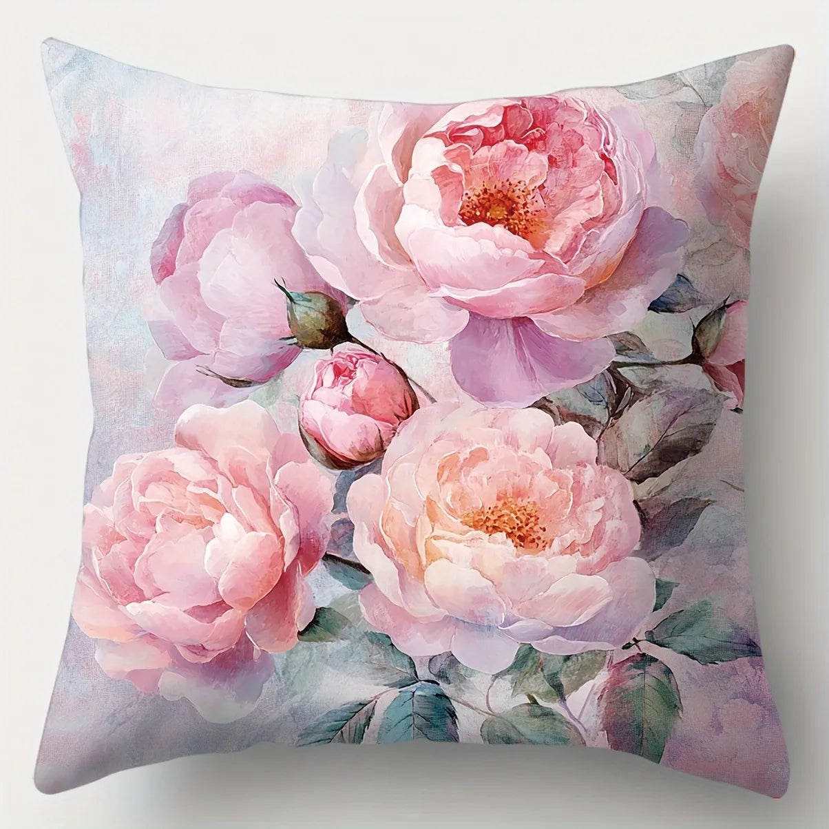 Enchanting Peony Pillow Cover: Soft Hues and Lush Floral Artistry, Sofa Chair Cushion Cover, Bedroom Room Decor
