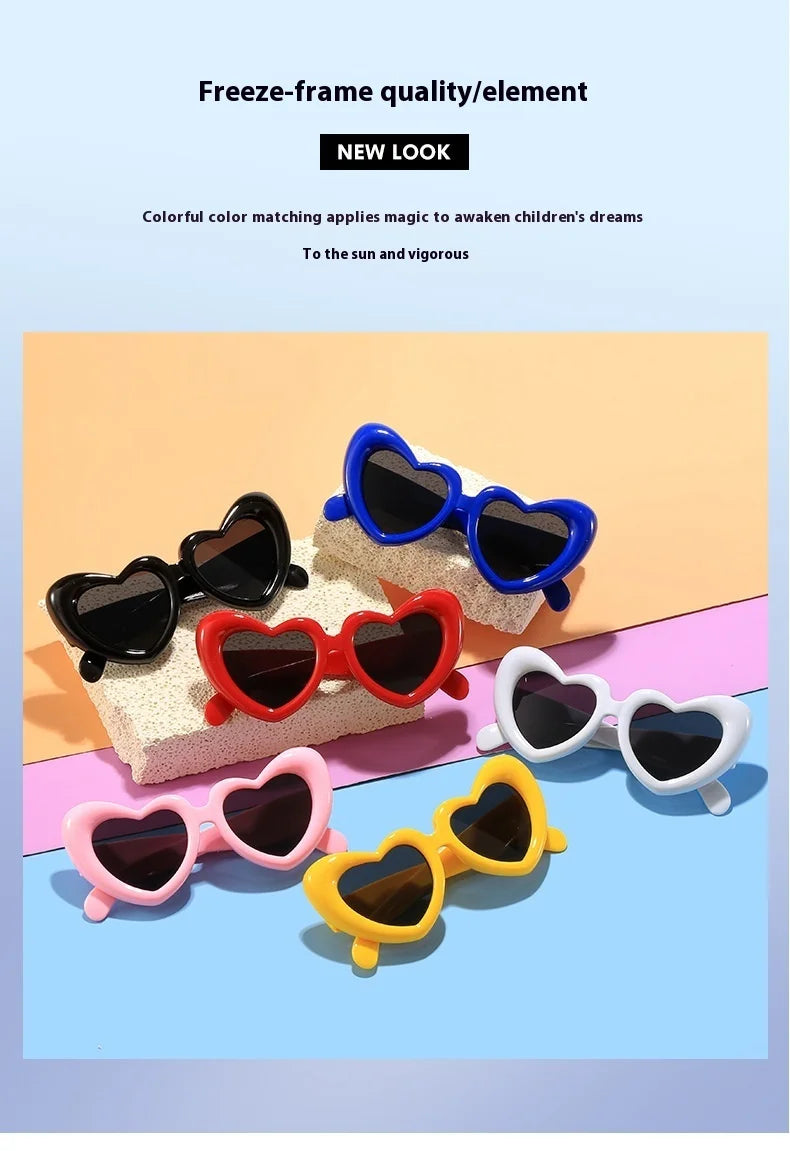 2024 New Children's Sunglasses And Funny Inflatable, Cute Heart Shaped Sunglasses, Female Instagram, Concave Shape