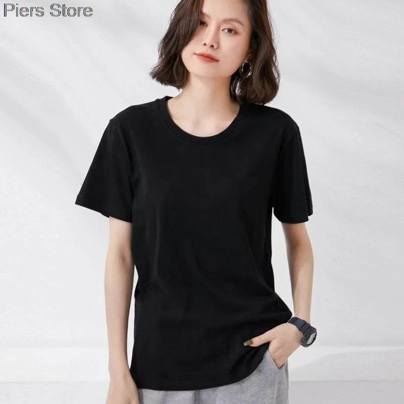 100%cotton  Multicolor Color Tee Women M-2XL Harajuku White Women's T-shirt  Female O-Neck Summer Top Basic Tshirt Dropshipping