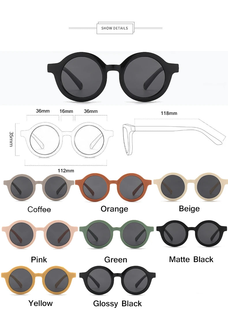 Baby Polarized Round Sunglasses Flexible Rubber Shades with Strap for Toddler Newborn Infant Ages 0-36 Months