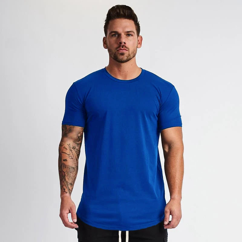 2025 Summer New Men's Muscle Sports T-Shirt Fashion T-Shirt Top Short Sleeve Sports Exercise Gym Coagulation Slim Men's T-Shirt
