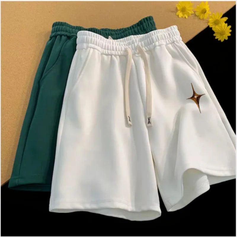 M-8XL 2024 Summer New Ins American Simple Print Shorts Men's China-Chic Versatile Sports Shorts