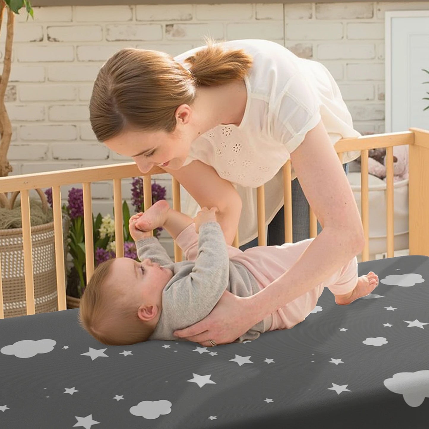 Baby Cot Bed Sheets, 1 Pack Moses Basket Sheet Fitted For Ultra Soft Cotton Baby Crib Sheets For Bassinet, Cot, Moses Basket