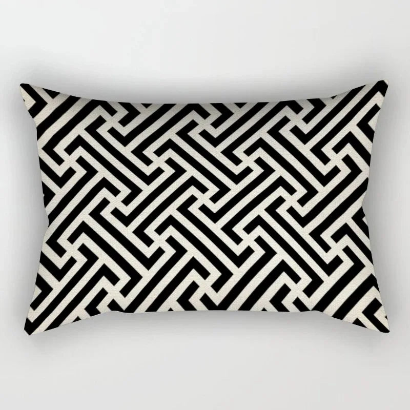 Geometric Black Pillowcase Living Room Sofa Cushion Cover Pillowcase Waist Home Decoration