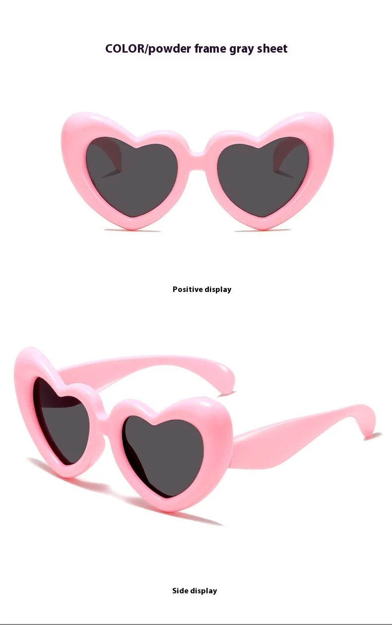 2024 New Children's Sunglasses And Funny Inflatable, Cute Heart Shaped Sunglasses, Female Instagram, Concave Shape
