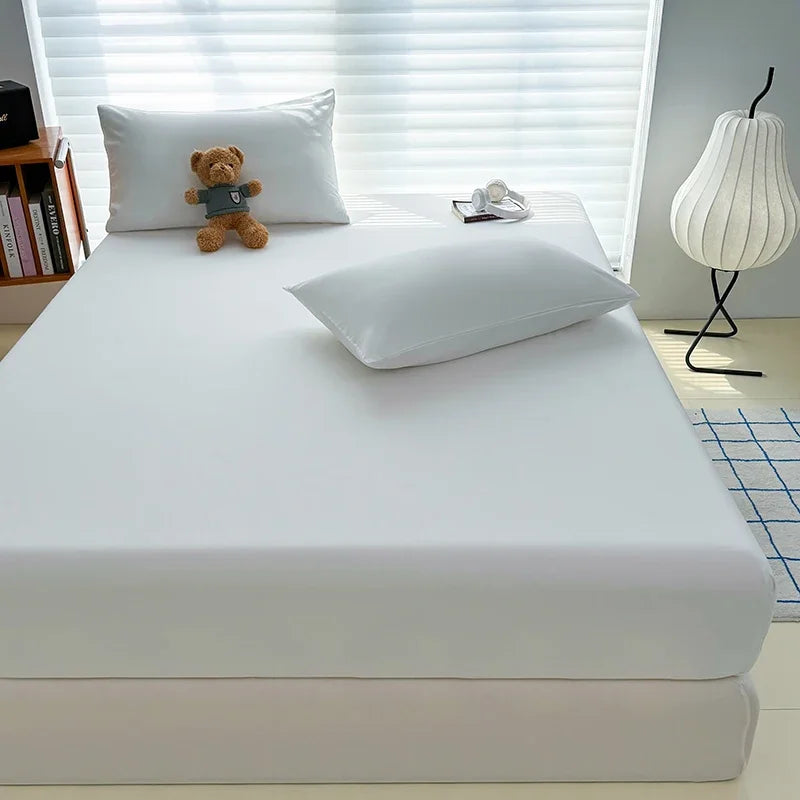 Washed Fitted Sheet with Elastic Bands Non Slip Adjustable Mattress Cover for Single Double King Queen Bed 90x200 150x200 180