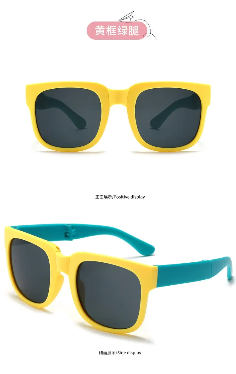 3PCS Foldable Pocket Sunglasses for Kids Boys Girls Outdoor Travel Goggle Shades Eyewear Square Frame UV Protection Sun Glasses