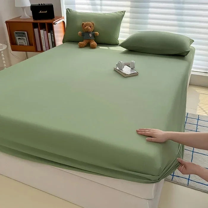 Washed Fitted Sheet with Elastic Bands Non Slip Adjustable Mattress Cover for Single Double King Queen Bed 90x200 150x200 180