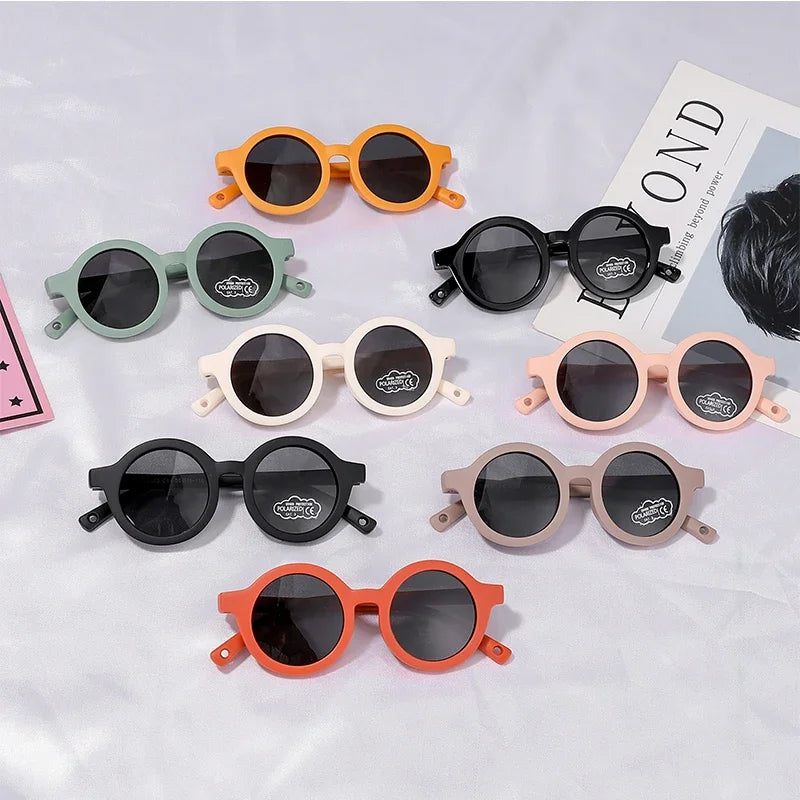 Baby Polarized Round Sunglasses Flexible Rubber Shades with Strap for Toddler Newborn Infant Ages 0-36 Months