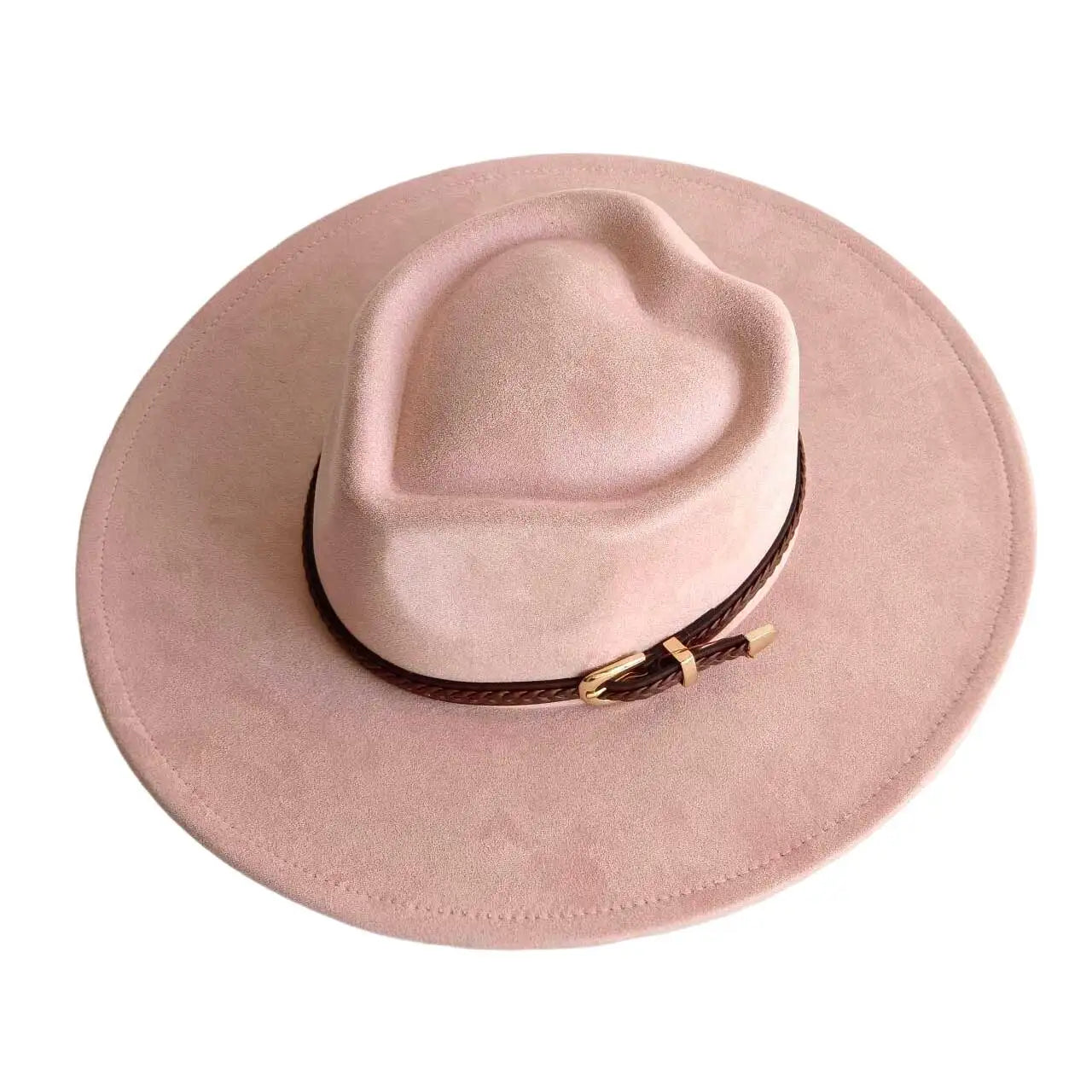 Vegan suede hat belt accessories heart-shaped wide-brimmed fedora hat for men and women felt jazz hat classic chapeau femme