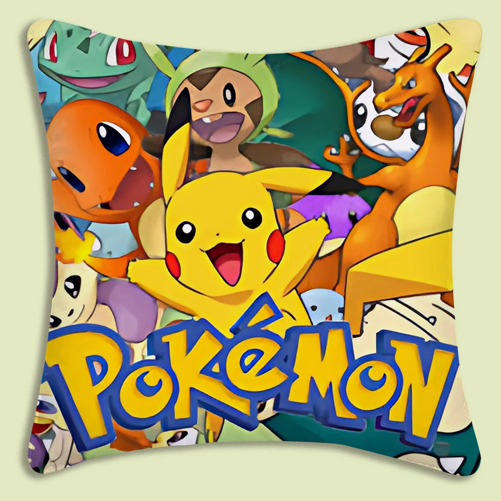 Anime P-Pokemon Pillow Covers Cartoon Sofa Decorative Home Double-sided Printing Short Plush Cute Cushion Cover