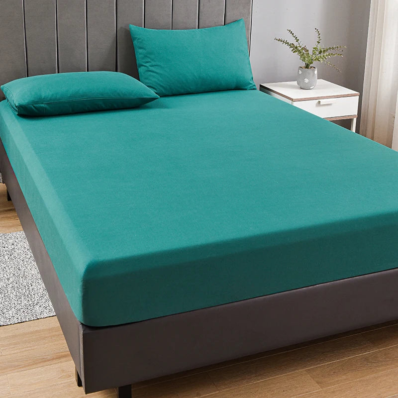 3pc Solid Color Fitted Sheet Set Brushed fabric Soft Comfortable Breathble Bedding Set for Bedroom 1 bed sheet with 2 pillowcase