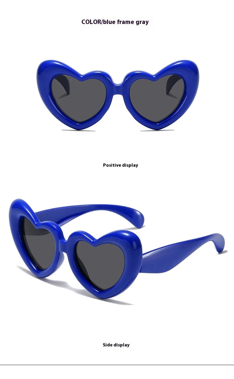 2024 New Children's Sunglasses And Funny Inflatable, Cute Heart Shaped Sunglasses, Female Instagram, Concave Shape