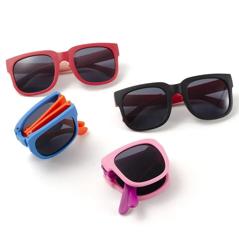 3PCS Foldable Pocket Sunglasses for Kids Boys Girls Outdoor Travel Goggle Shades Eyewear Square Frame UV Protection Sun Glasses