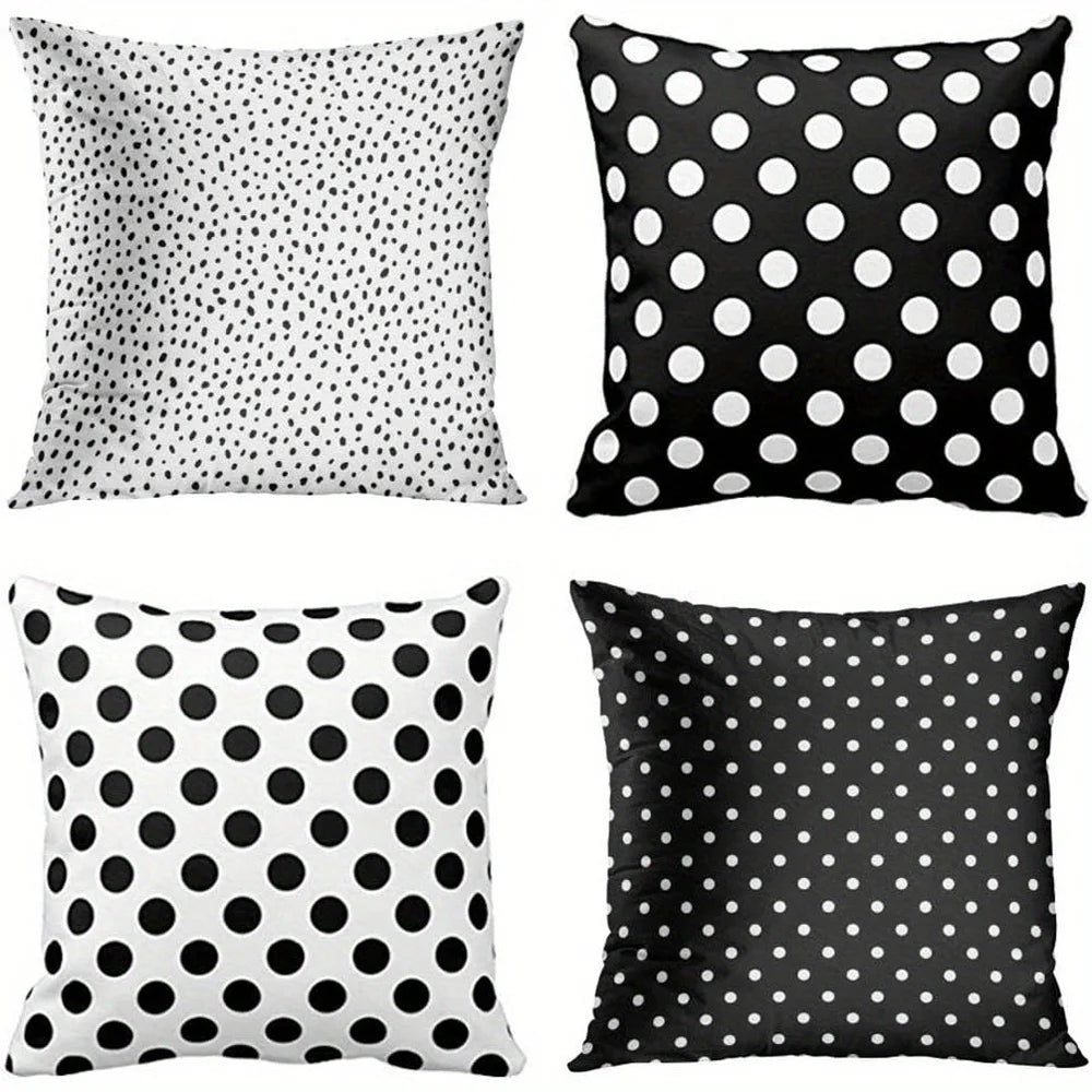Home Decor Black & White Polka Dot Pattern Throw Pillow Pattern Cushion Cover Suitable for Sofa Bedroom Car Pillow Cover