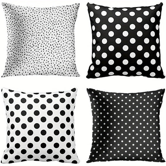 Home Decor Black & White Polka Dot Pattern Throw Pillow Pattern Cushion Cover Suitable for Sofa Bedroom Car Pillow Cover