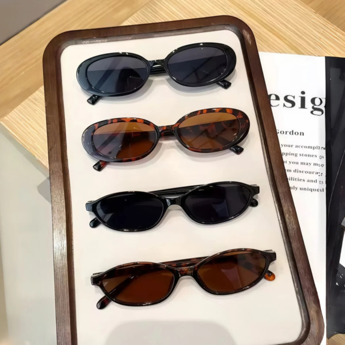 4pcs European and American retro fashion unisex small oval frame sunglasses trendy and versatile summer sun shading, sun protect