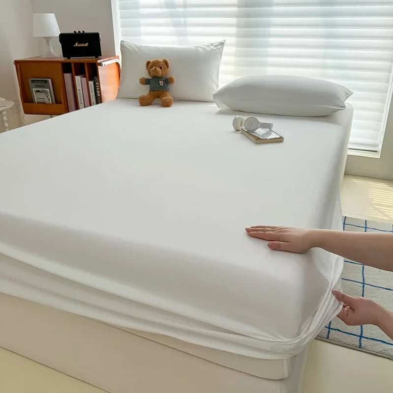 Washed Fitted Sheet with Elastic Bands Non Slip Adjustable Mattress Cover for Single Double King Queen Bed 90x200 150x200 180