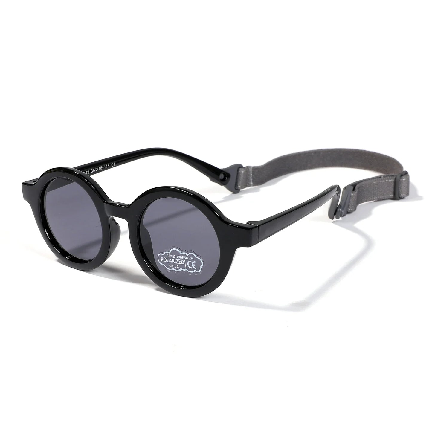Baby Polarized Round Sunglasses Flexible Rubber Shades with Strap for Toddler Newborn Infant Ages 0-36 Months