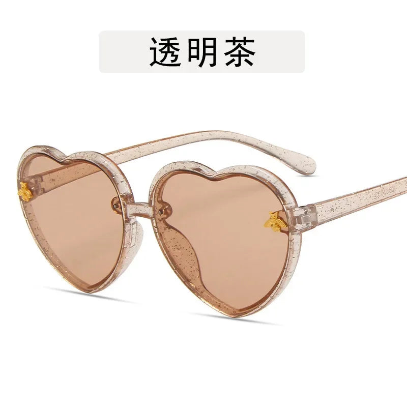 Fashion Heart Kids Sunglasses Children Retro Cute Pink Cartoon Sun Glasses Frame Girls Boys Baby Sunglasses UV400 Eyewear