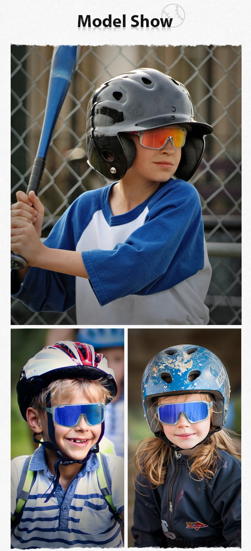 SCVCN Boys Bike Sunglasses Child Cycling Glasses for Kids UV400 Girls Small Size Glasses Fashion Outdoor Sports Protection 2024