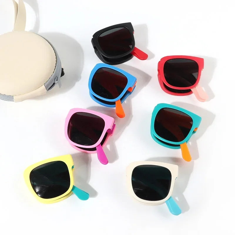 3PCS Foldable Pocket Sunglasses for Kids Boys Girls Outdoor Travel Goggle Shades Eyewear Square Frame UV Protection Sun Glasses