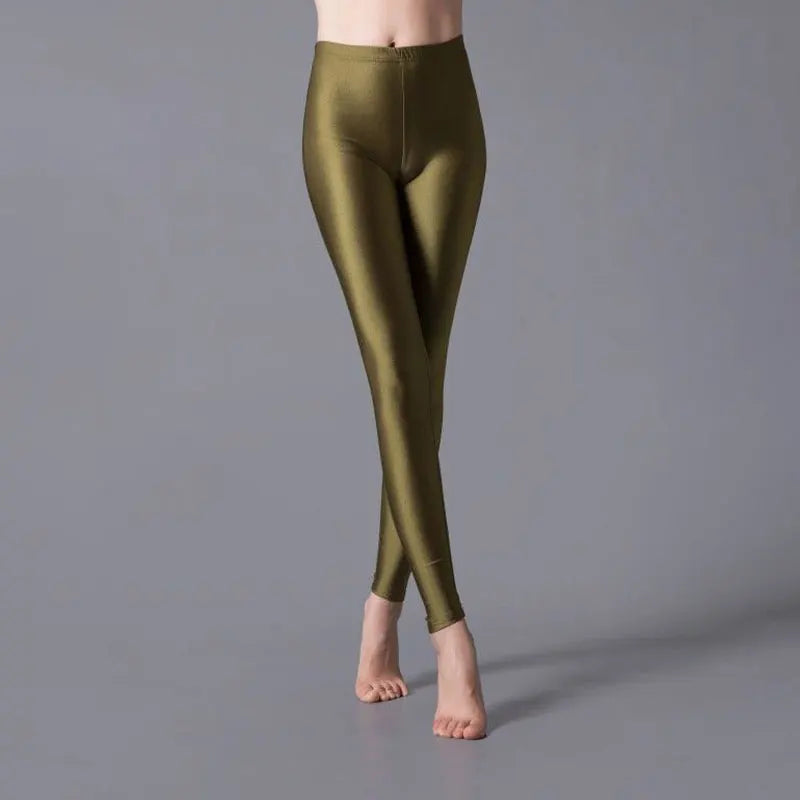 2024 New Satin Glossy Pants High Waist Sport Women Fitness Shiny Yoga Pants Tights Leggings High Elastic Glossy Leggings