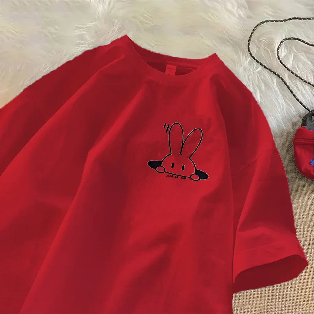 New Rabbit Printed Short Sleeved T-shirt for Women Fashion Summer Casual Women Outfit Y2K Top Tee Women Clothing