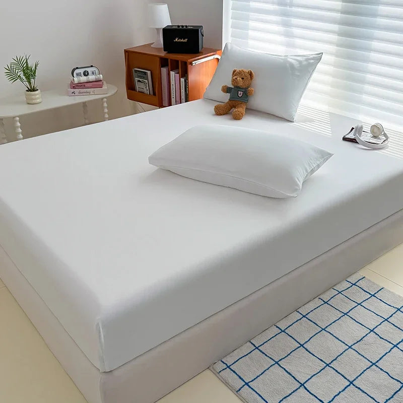 Washed Fitted Sheet with Elastic Bands Non Slip Adjustable Mattress Cover for Single Double King Queen Bed 90x200 150x200 180