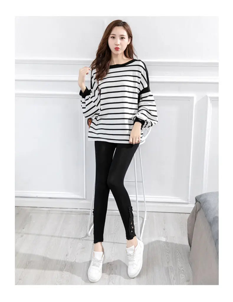 Women Fashion Solid Contrast Lace Skinny Leggings Ultra-Comfortable All-Season Essential for Women Womens Clothing