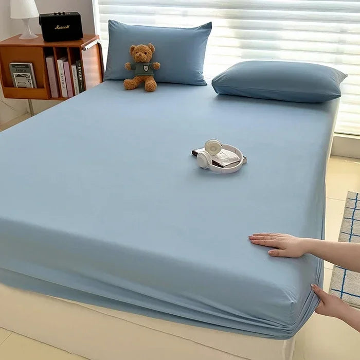 Washed Fitted Sheet with Elastic Bands Non Slip Adjustable Mattress Cover for Single Double King Queen Bed 90x200 150x200 180