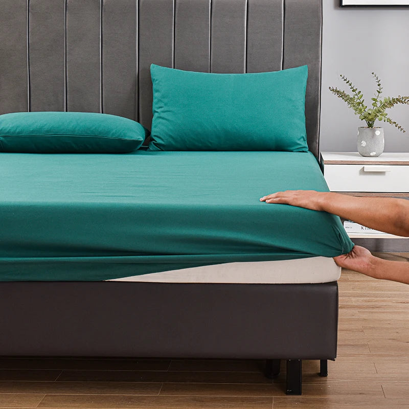 3pc Solid Color Fitted Sheet Set Brushed fabric Soft Comfortable Breathble Bedding Set for Bedroom 1 bed sheet with 2 pillowcase