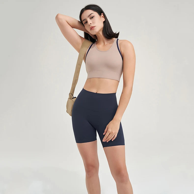 SOISOU Nylon Women's Shorts Gym Yoga Shorts Leggings High Waist Elastic Tight Breathable No Awkward Lines Women's Cycling Shorts