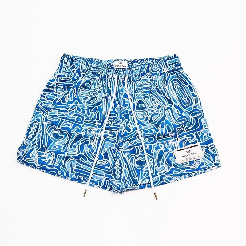 RYOKO RAIN New summer men's shorts men and women's fashion beach seaside casual shorts mesh sports quick-drying quarter pants