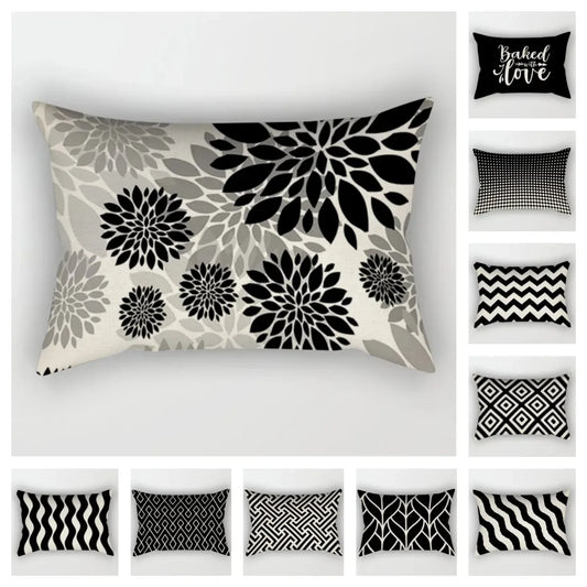 Geometric Black Pillowcase Living Room Sofa Cushion Cover Pillowcase Waist Home Decoration