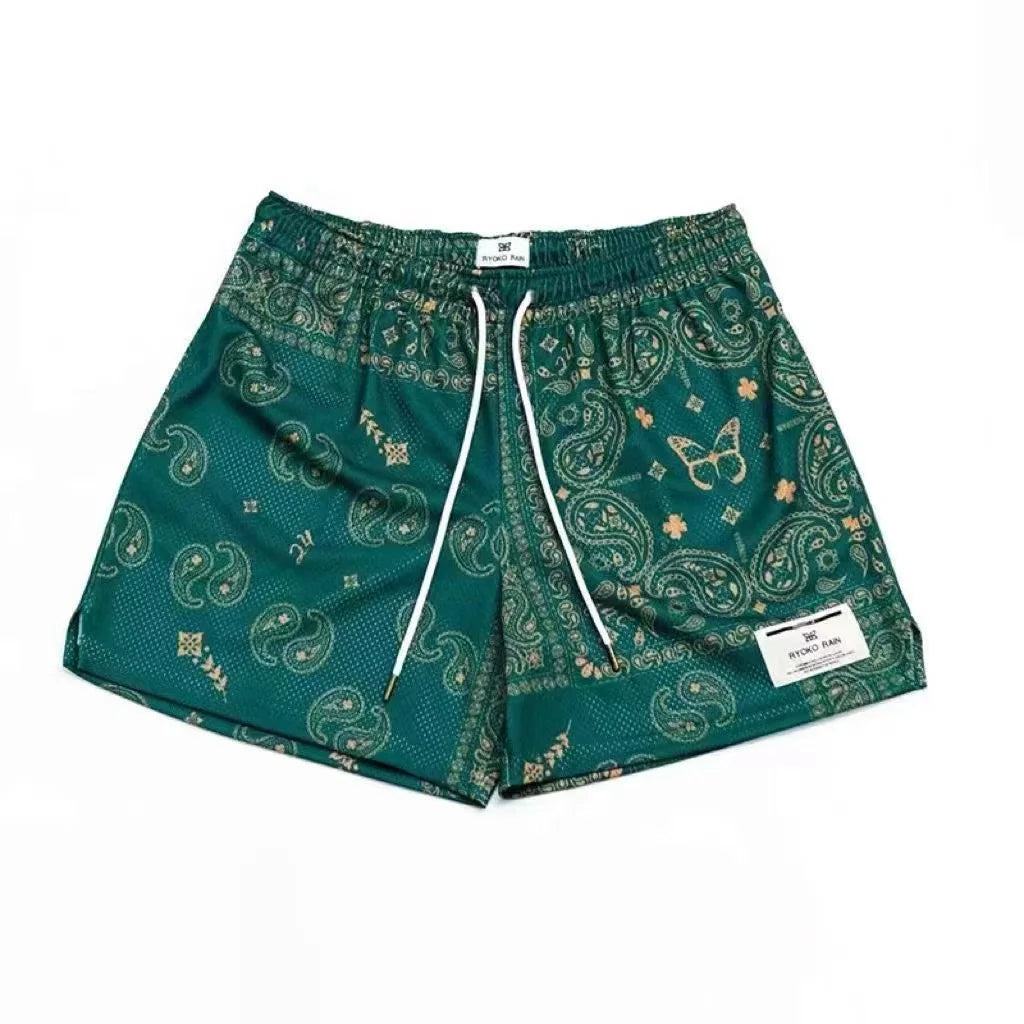 RYOKO RAIN New summer men's shorts men and women's fashion beach seaside casual shorts mesh sports quick-drying quarter pants