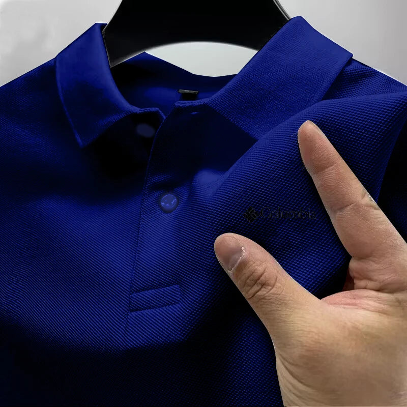 Summer must-have men's golf polo shirt, high availability solid color men's fashionable casual buttons