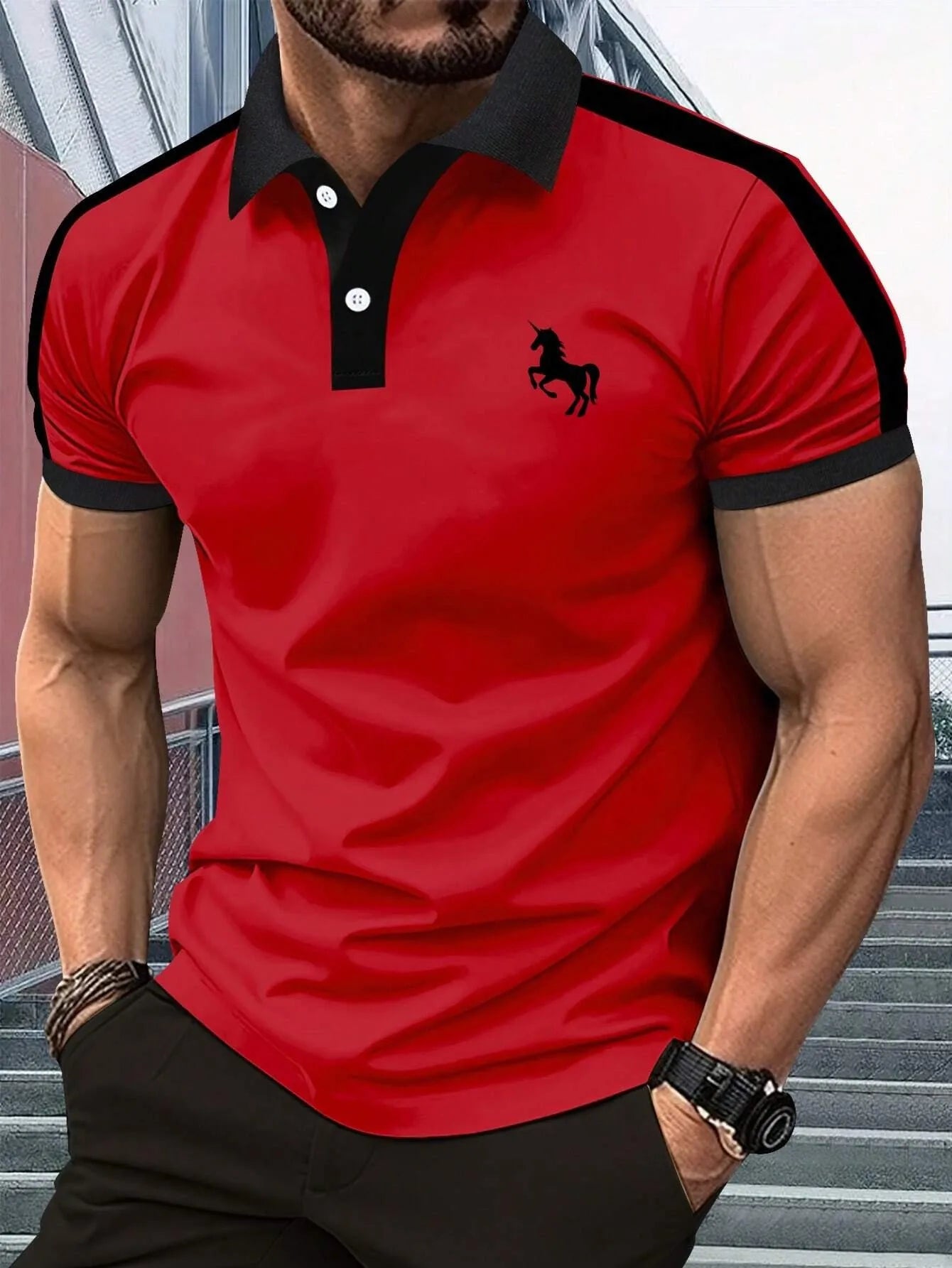 The new men's short-sleeved POLO shirt for summer 2025 is casual fashionable soft and breathable with 3D pattern printing
