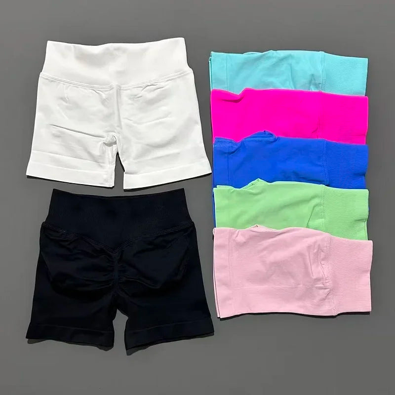 Women Fitness Workout Shorts Yoga High Waist Lift Butt Fitness Shorts Gym Running Sportswear Women Push Up Gym Leggings