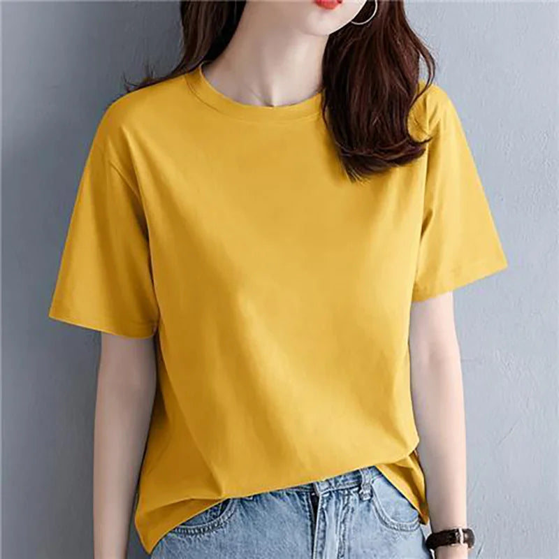100%cotton  Multicolor Color Tee Women M-2XL Harajuku White Women's T-shirt  Female O-Neck Summer Top Basic Tshirt Dropshipping