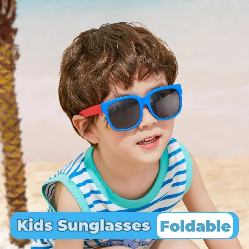 3PCS Foldable Pocket Sunglasses for Kids Boys Girls Outdoor Travel Goggle Shades Eyewear Square Frame UV Protection Sun Glasses