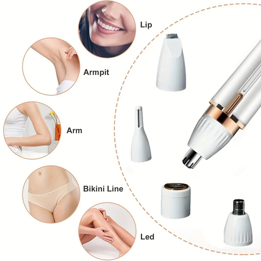 4 In 1 Electric Hair Remover Razor Full Body Shaving Facial Epilator Shaver Eyebrow Trimmer Nose Bikini Line Painless Epilator
