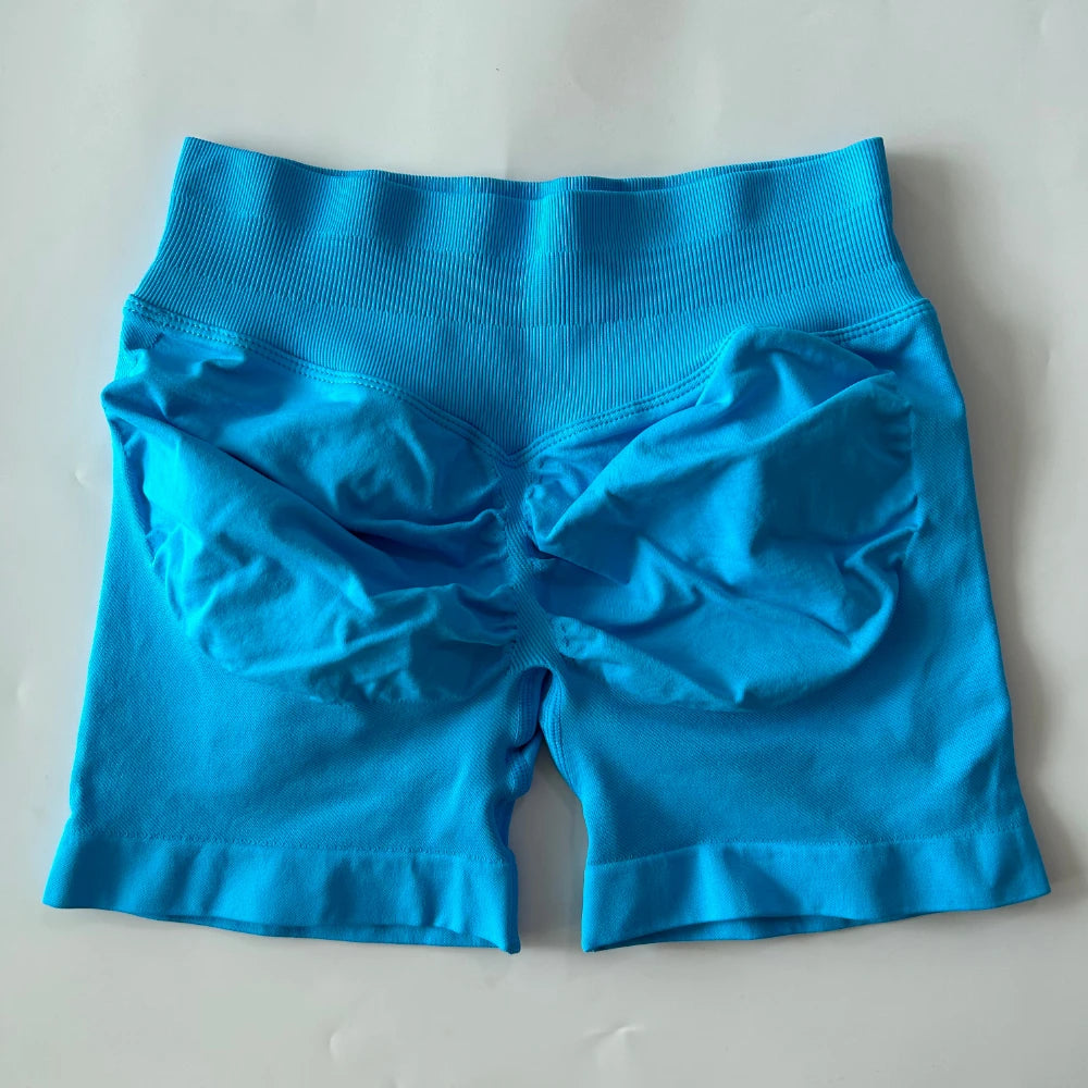 DF LOGO Seamless Gym Shorts Low Ribbed Band Yoga Shorts Scrunch Bum Workout Shorts Booty Stretch Fitness Clothes Running Shorts