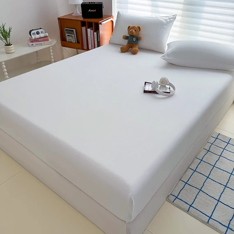 Washed Fitted Sheet with Elastic Bands Non Slip Adjustable Mattress Cover for Single Double King Queen Bed 90x200 150x200 180