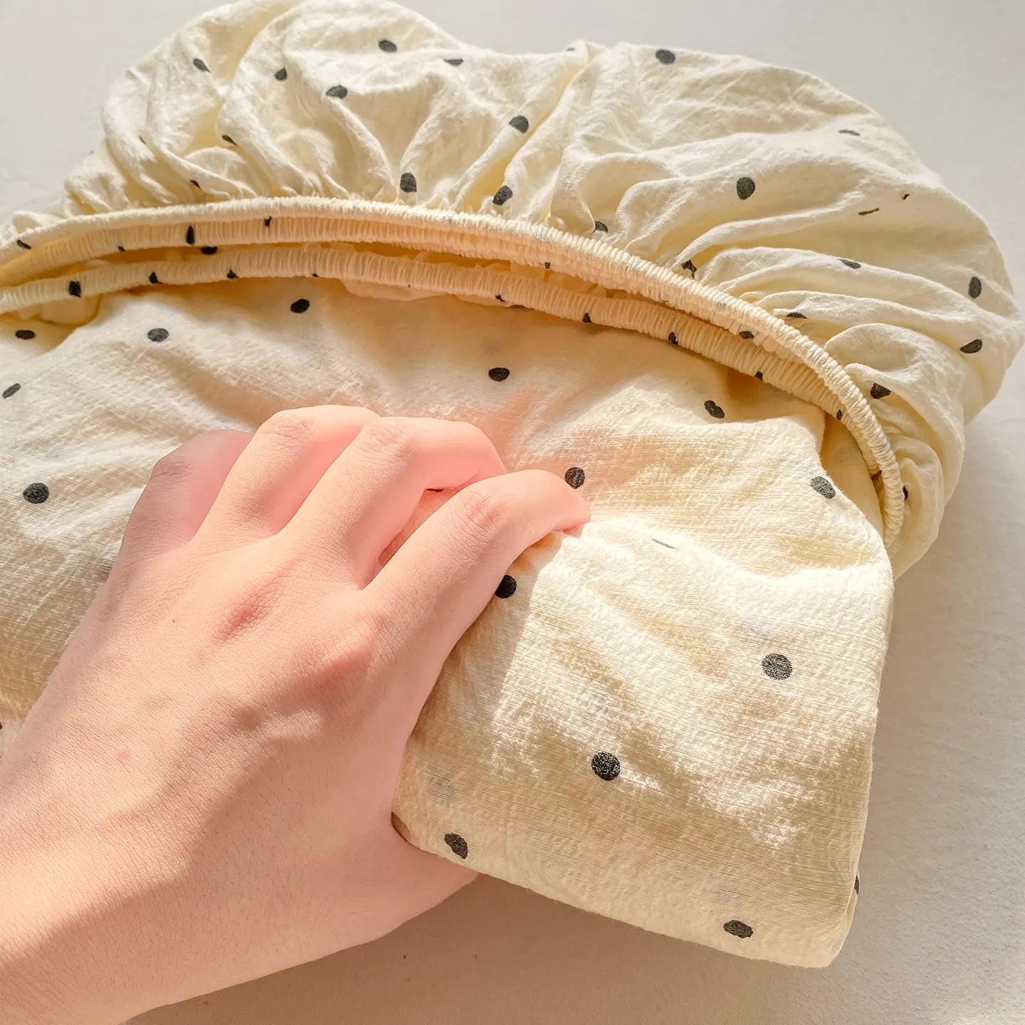 Washed Cotton Fitted Sheet with Elastic Bands Non Slip Adjustable Mattress Cover Printed  Pure Cotton  for Double King Queen